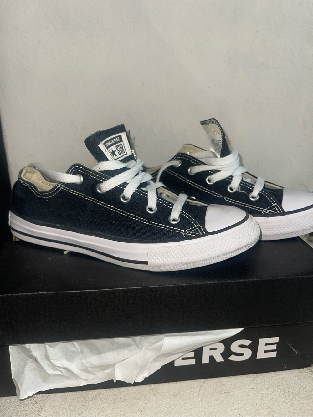 Converse Kids Black and White Low Top Sneakers